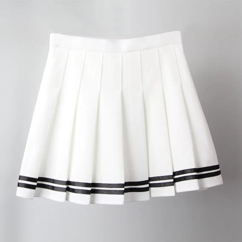 Women's Striped Pleated Mini Skirt – Gothic Y2K Streetwear A-Line Skirt