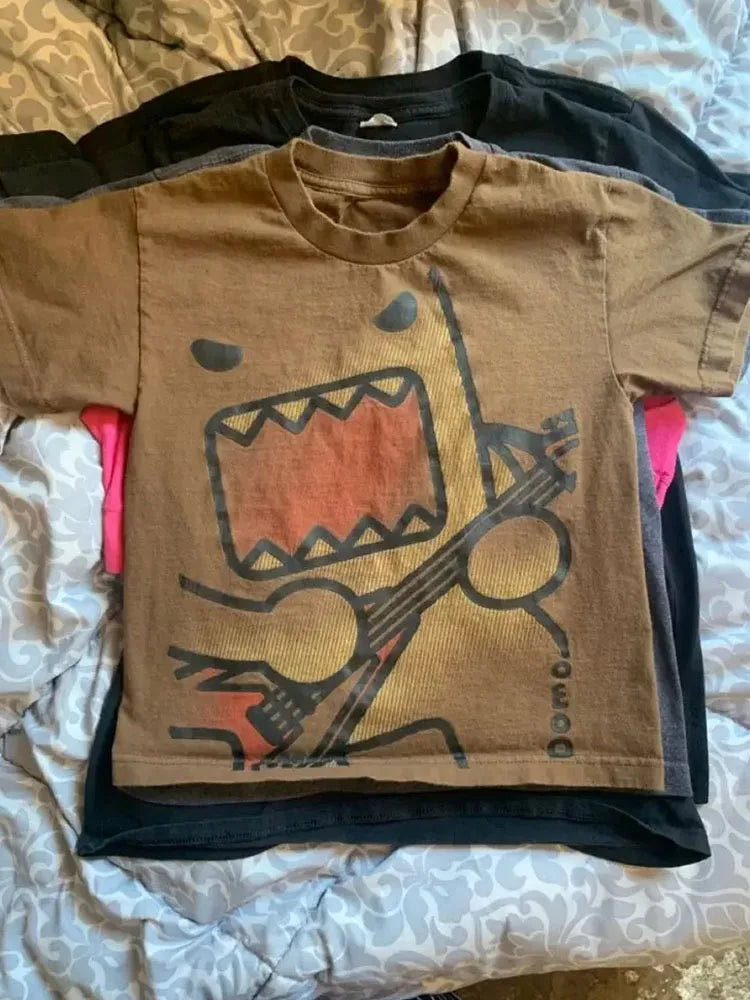 Women's Kawaii Domo Graphic Oversized Tee – Y2K Streetwear