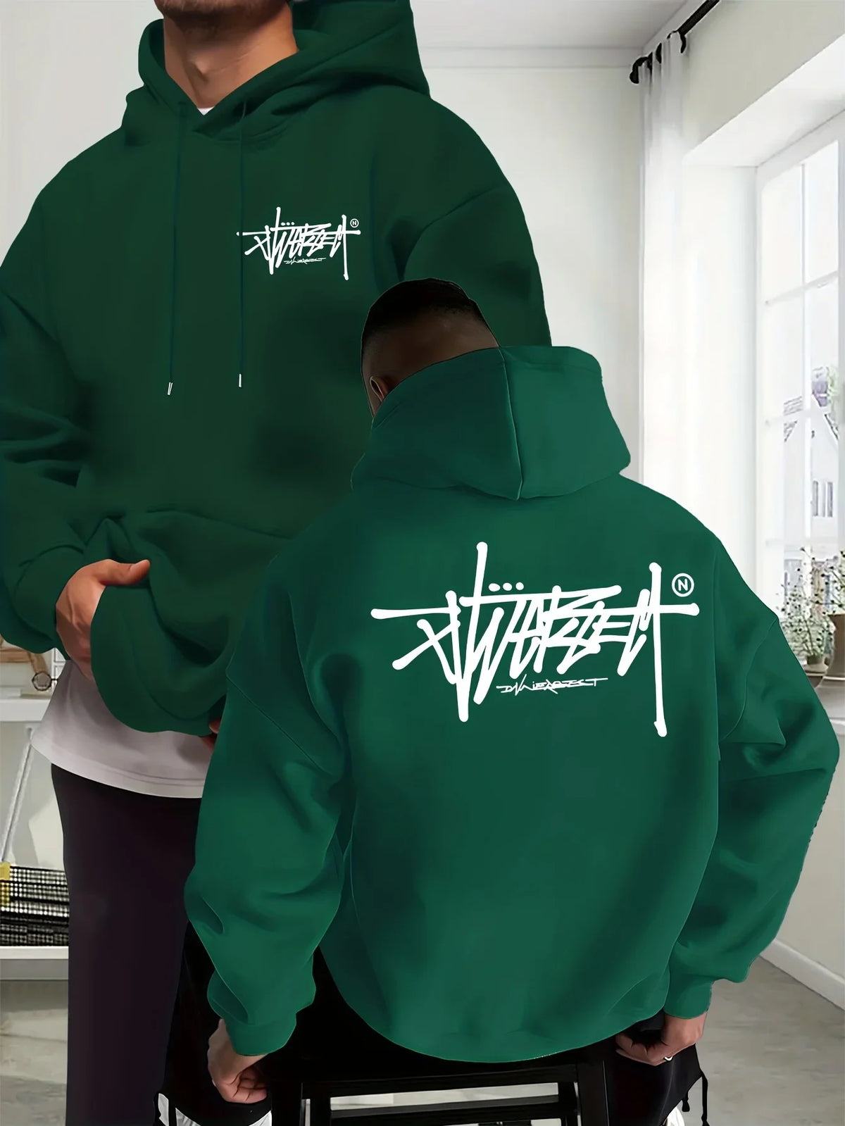 Graffiti Letter Print Oversized Hoodie - Streetwear