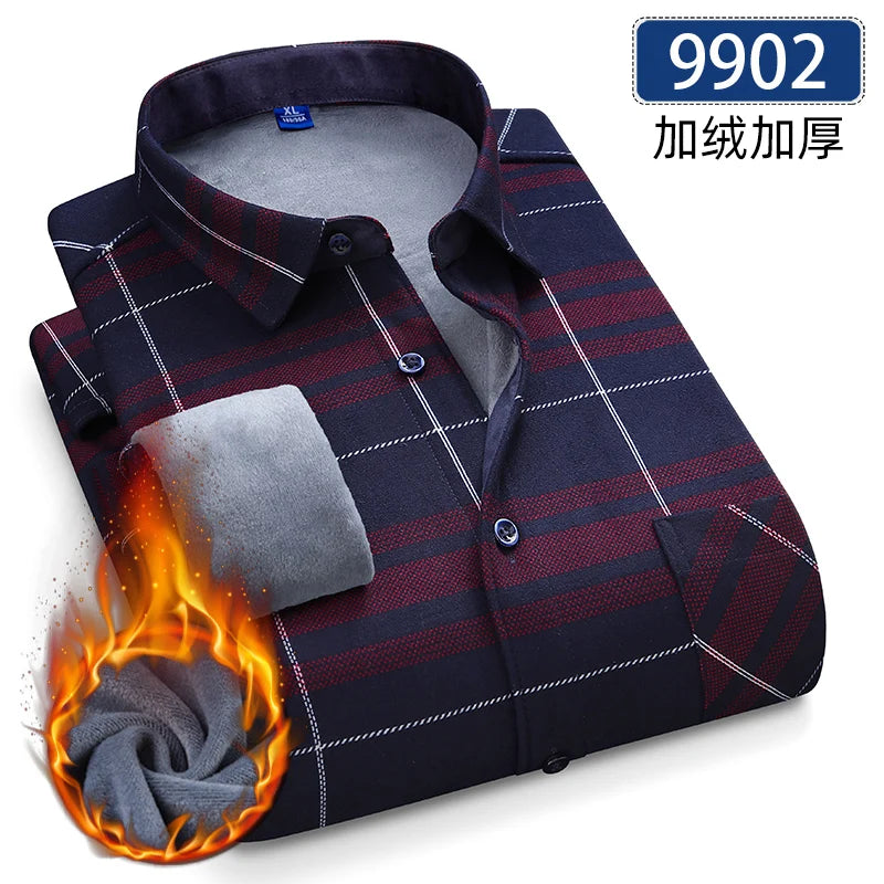Men's Fleece-Lined Flannel Shirt – Warm Winter Plaid Button-Up