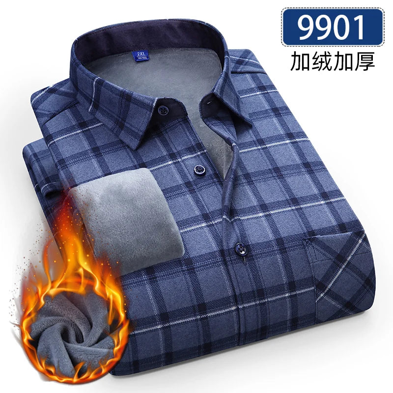 Men's Fleece-Lined Flannel Shirt – Warm Winter Plaid Button-Up
