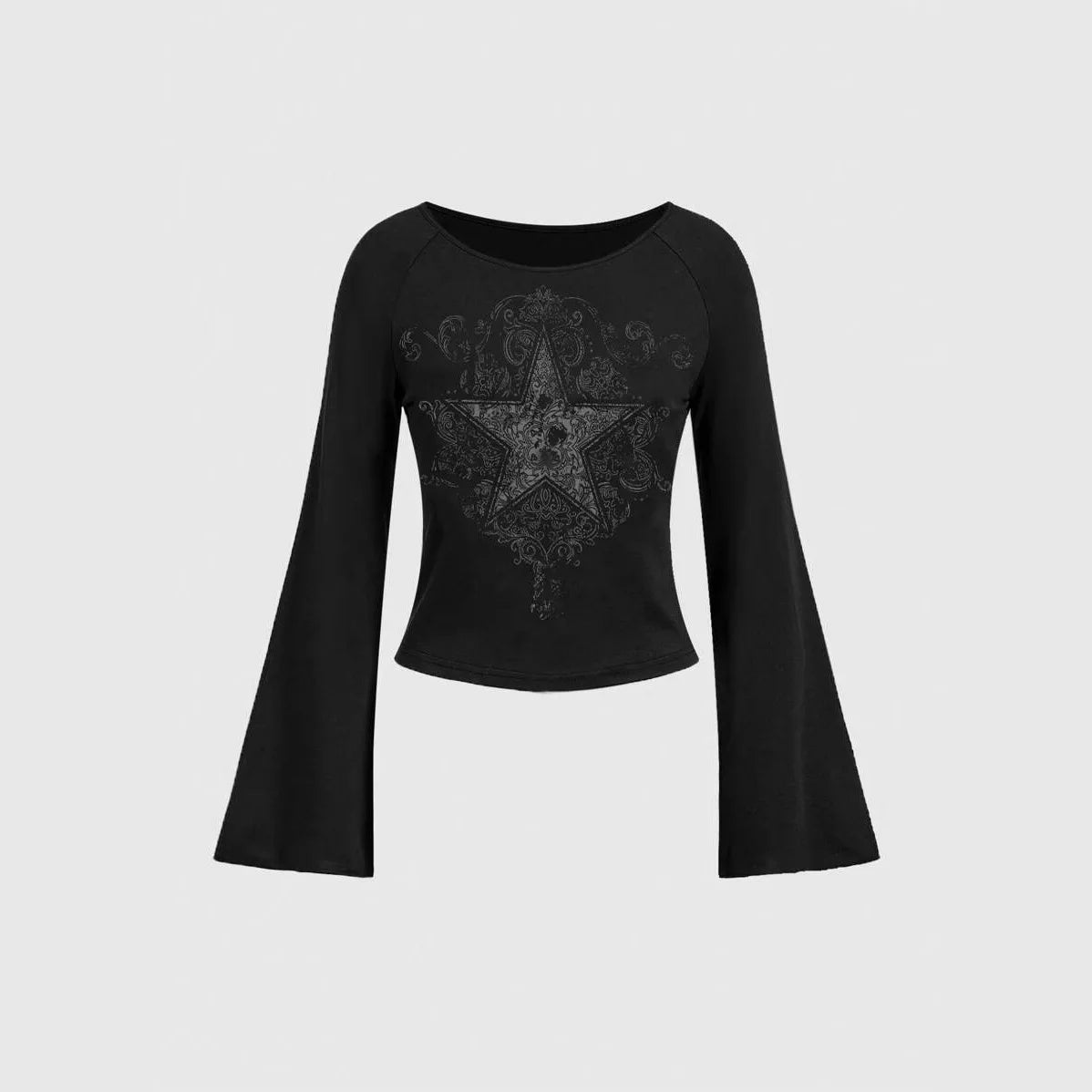 Women's Grunge Emo Star Print Long Sleeve Top – Y2K Streetwear