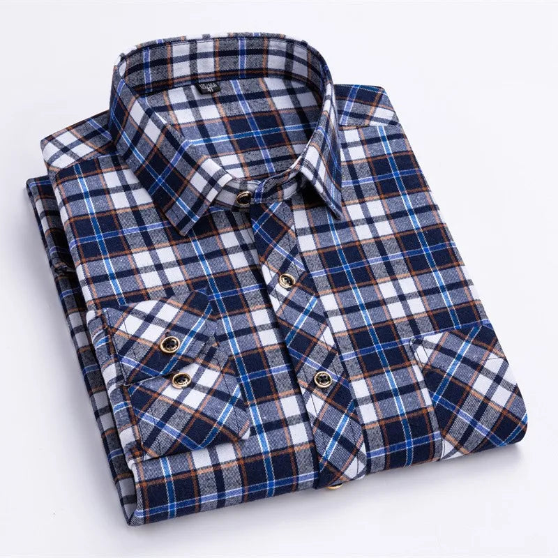 Men's Classic Plaid Shirt – Long Sleeve Checkered Button-Up
