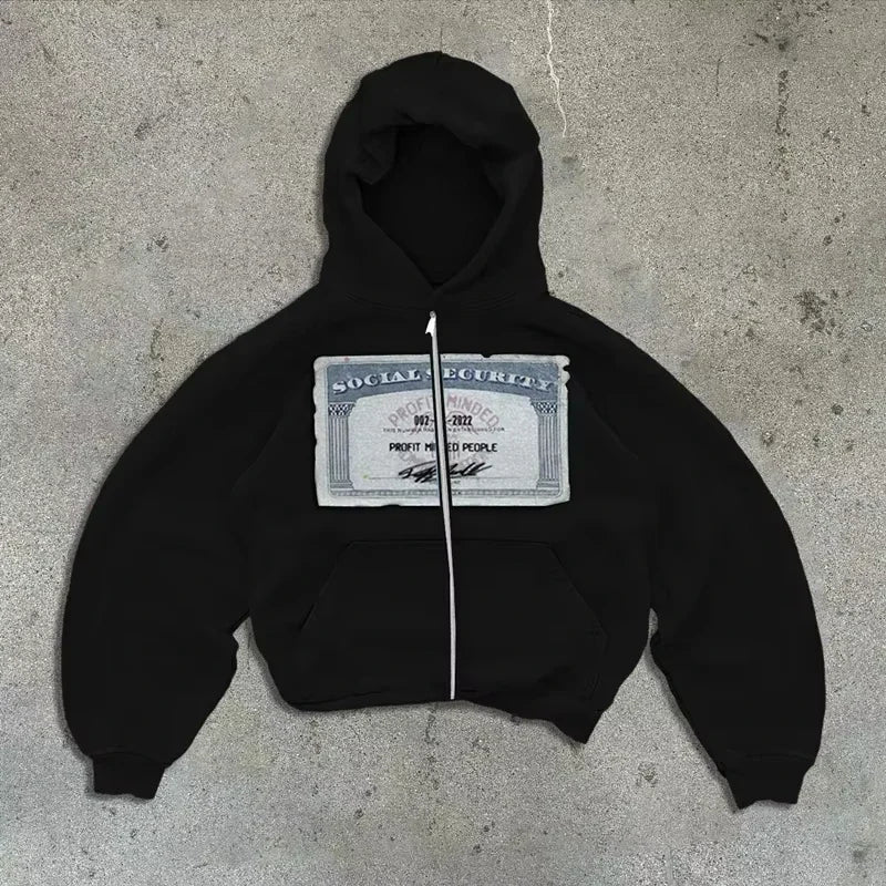 Retro Print Zipper Hoodie – Y2K Streetwear