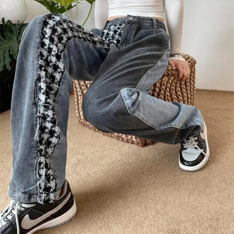 Women's Y2K Baggy Wide-Leg Jeans – Vintage Wash Denim