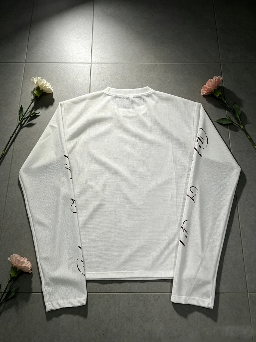 Women's Y2K Waffle Knit Long-Sleeve Top – Retro Streetwear Tee
