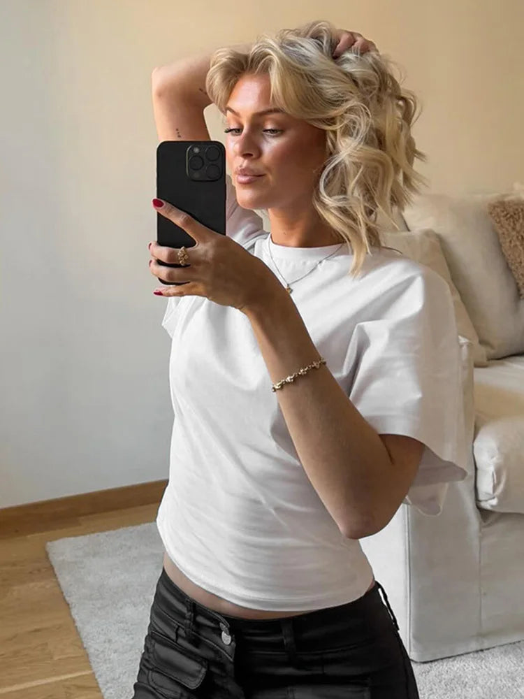 Women's Cropped Corset T-Shirt – Y2K Streetwear Solid Tee