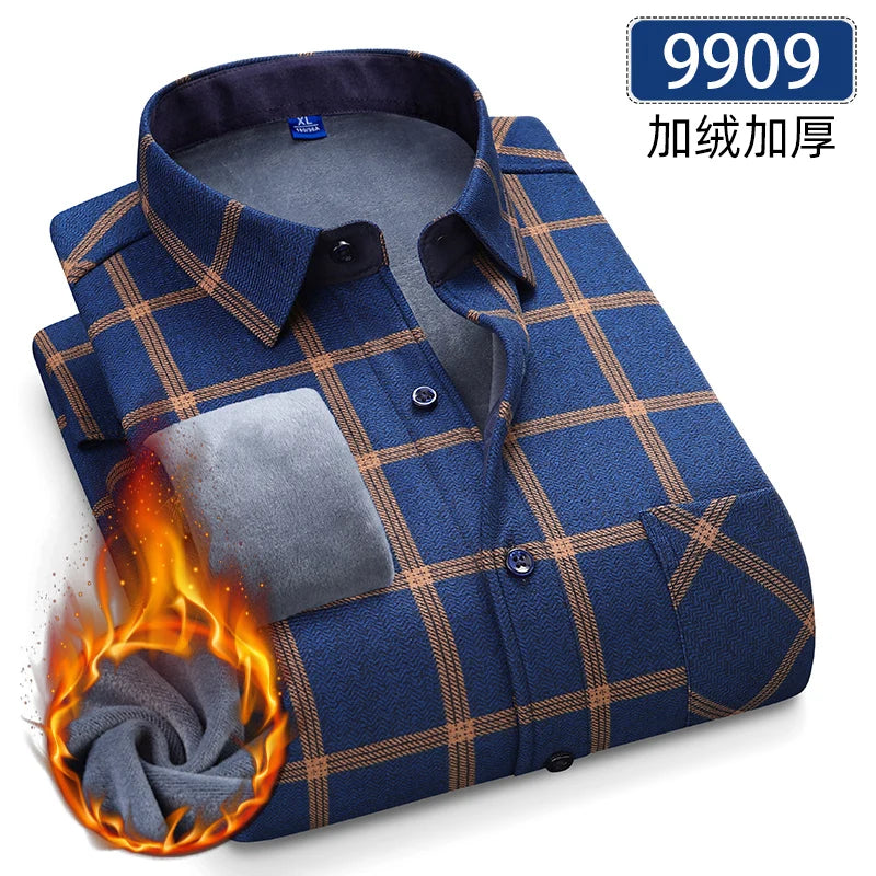 Men's Fleece-Lined Flannel Shirt – Warm Winter Plaid Button-Up