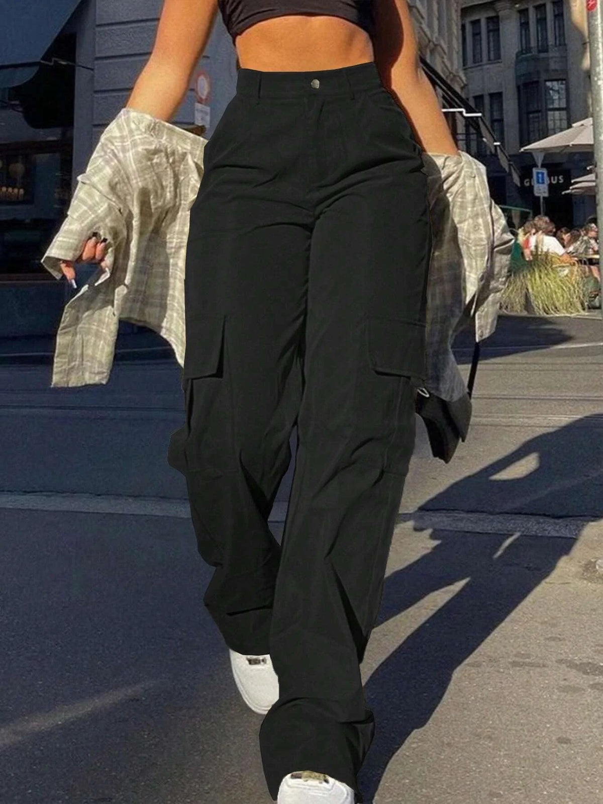 Women's High Waist Cargo Pants – Streetwear Pocket Trousers