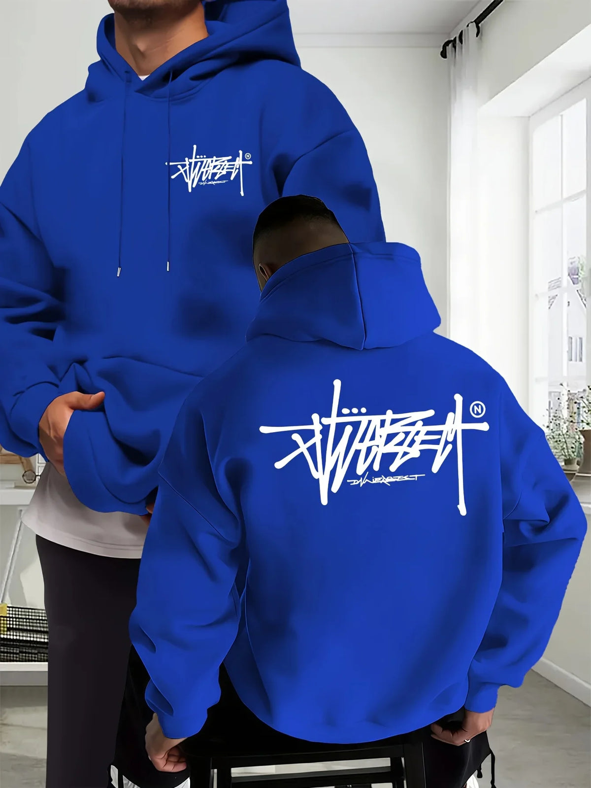 Graffiti Letter Print Oversized Hoodie - Streetwear