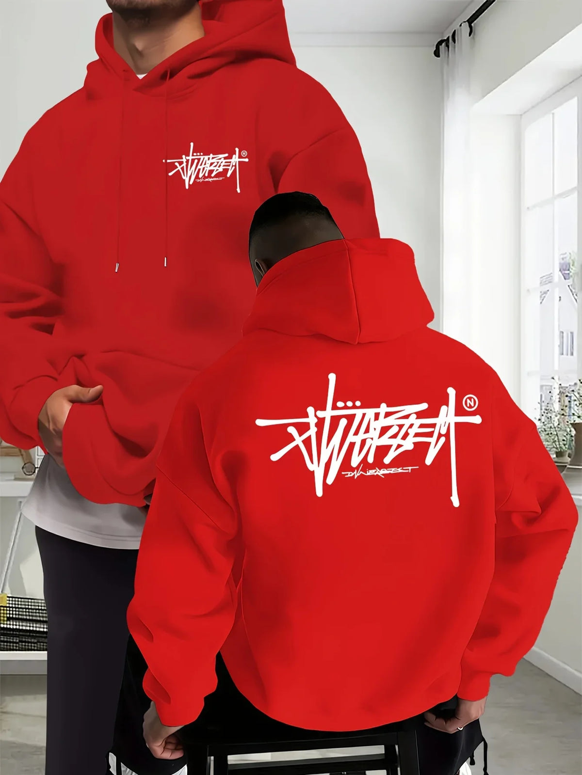 Graffiti Letter Print Oversized Hoodie - Streetwear