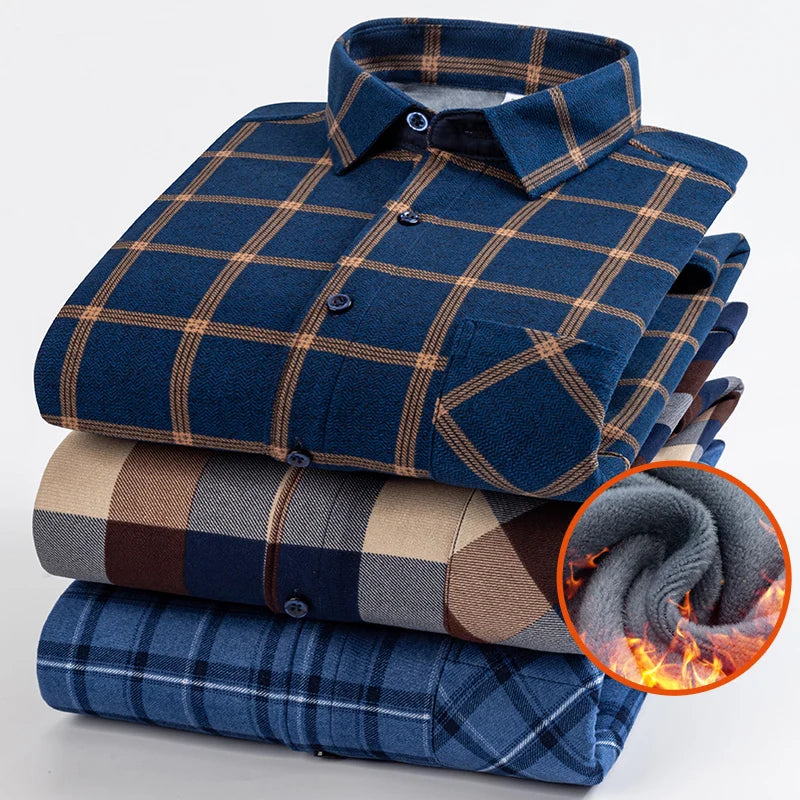 Men's Fleece-Lined Flannel Shirt – Warm Winter Plaid Button-Up