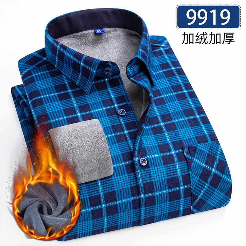 Men's Fleece-Lined Flannel Shirt – Warm Winter Plaid Button-Up