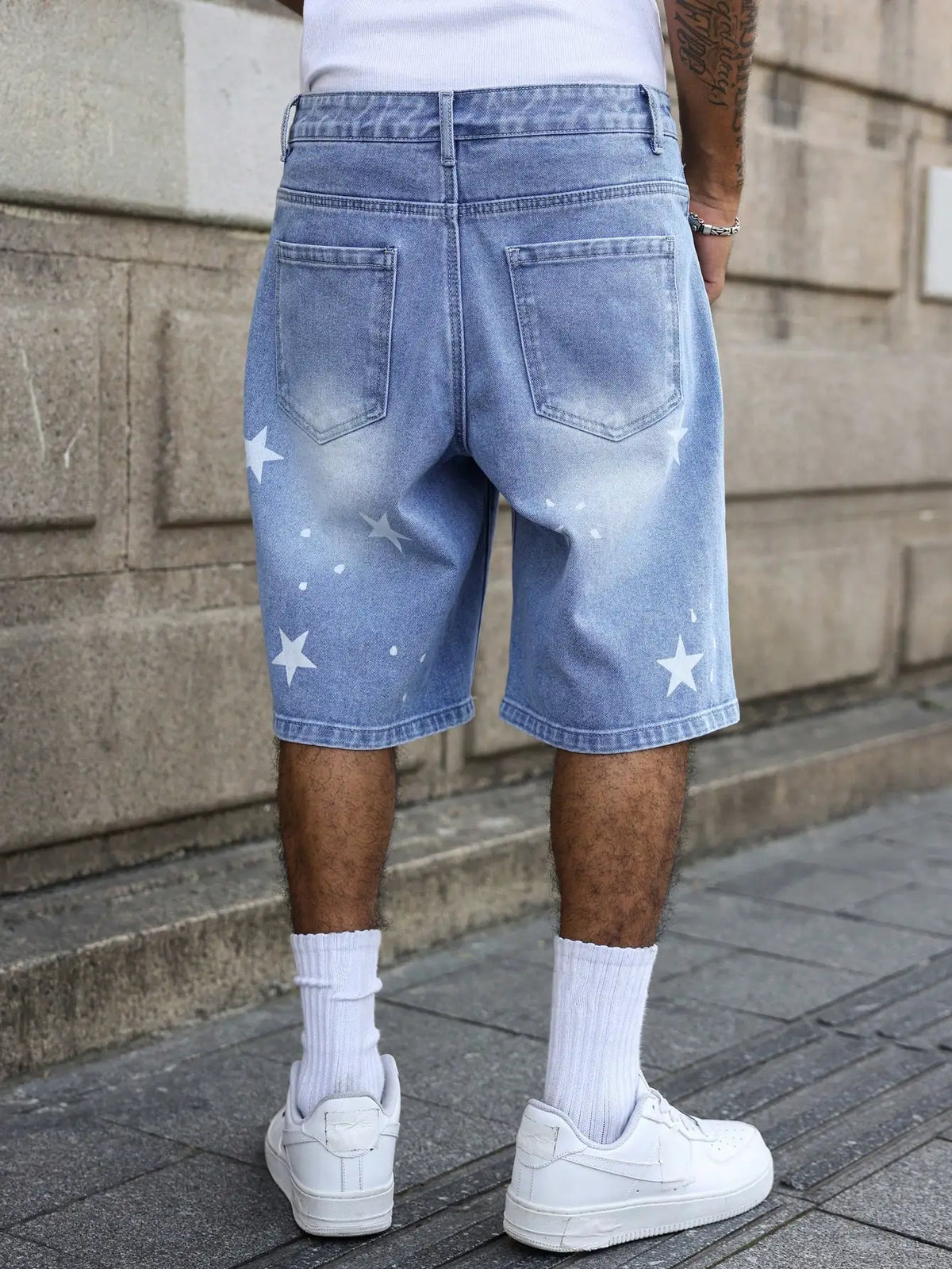 Star Print Baggy Denim Jorts – Streetwear