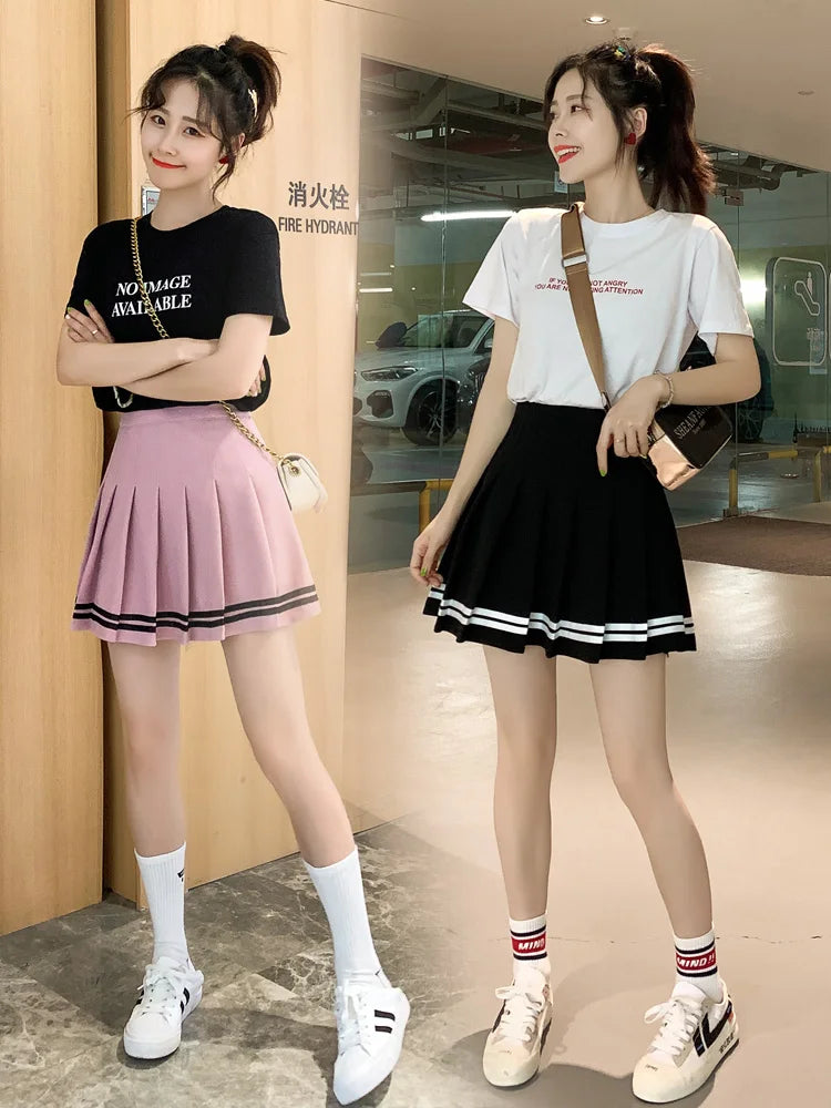 Women's Sailor Stripe Pleated Mini Skirt – Preppy Y2K Streetwear