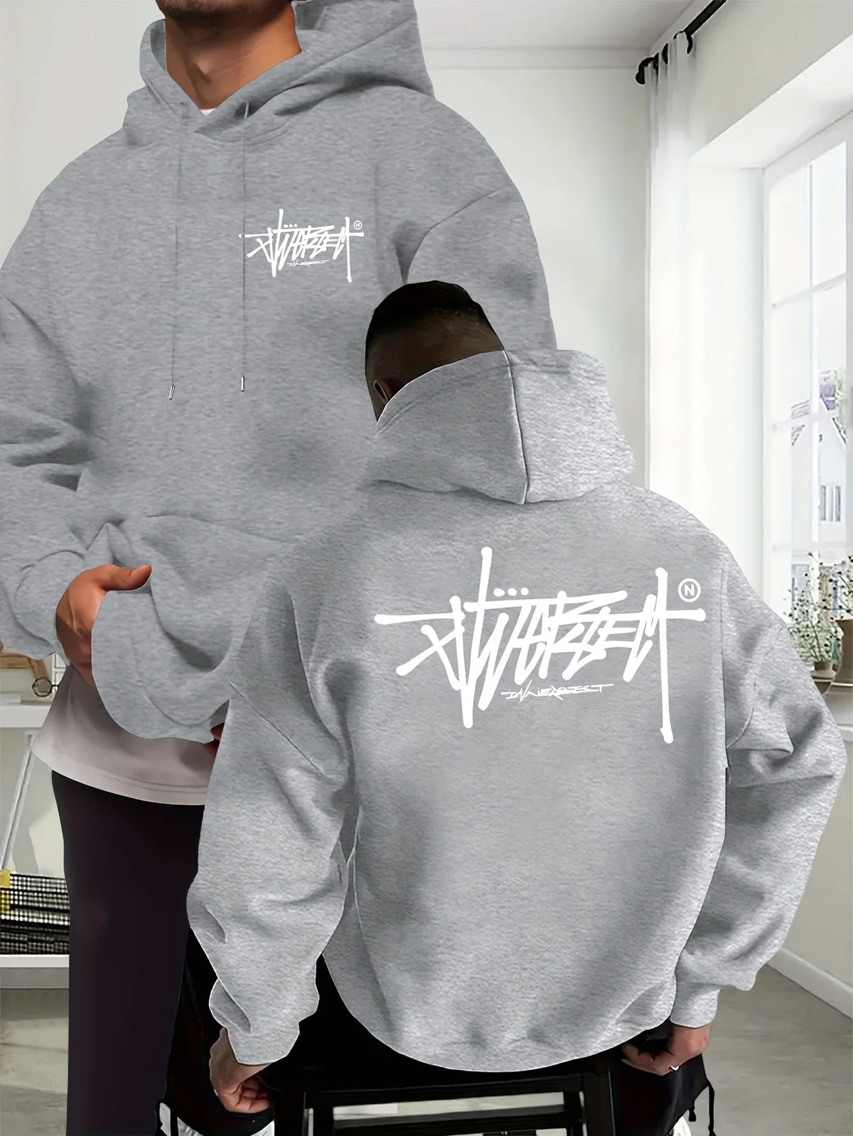 Graffiti Letter Print Oversized Hoodie - Streetwear