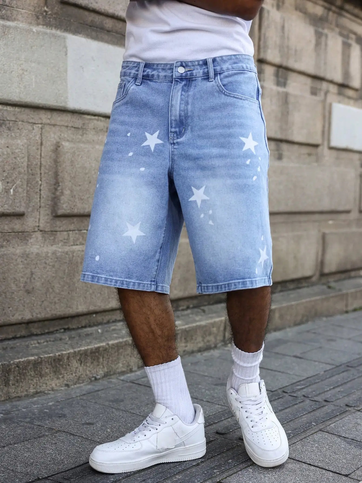Star Print Baggy Denim Jorts – Streetwear