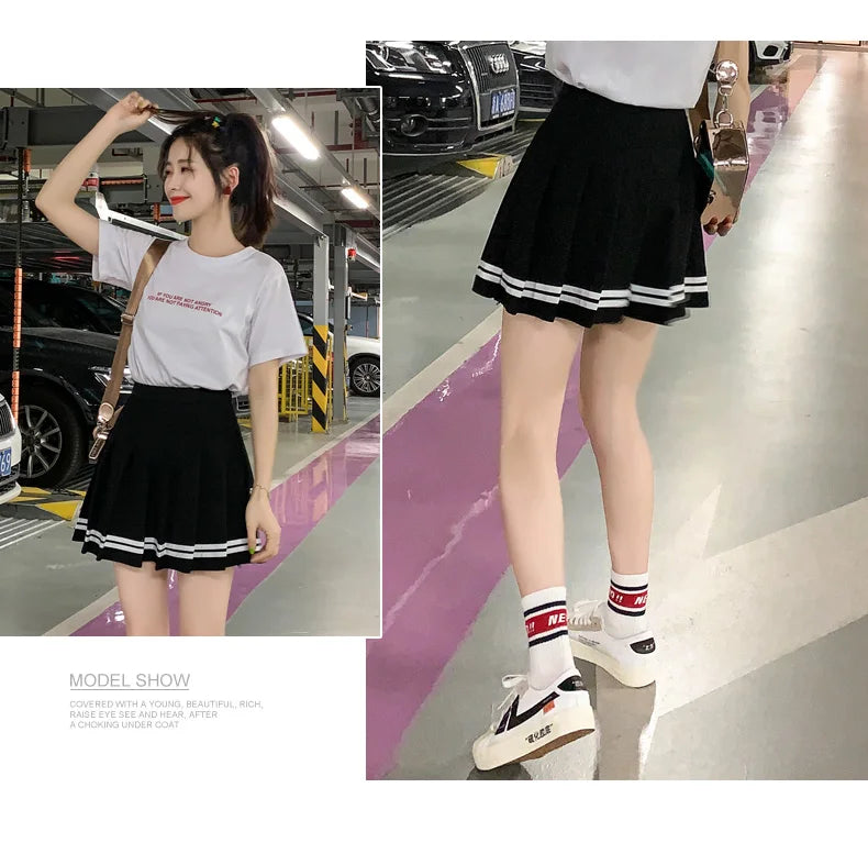 Women's Sailor Stripe Pleated Mini Skirt – Preppy Y2K Streetwear