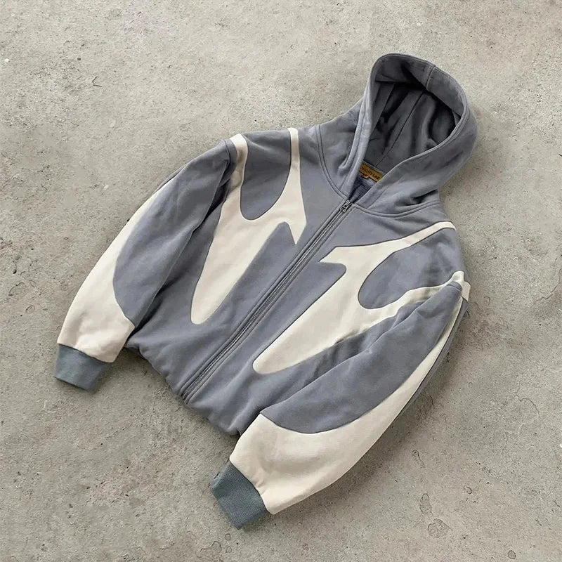 Devil Graphic Zip-Up Hoodie – Y2K Streetwear