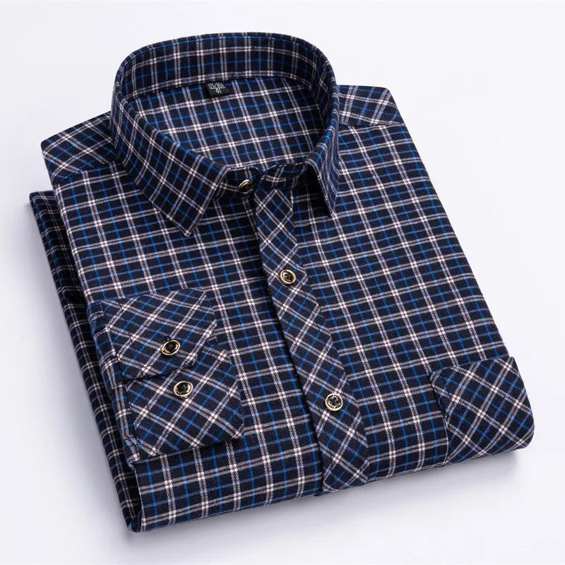 Men's Classic Plaid Shirt – Long Sleeve Checkered Button-Up