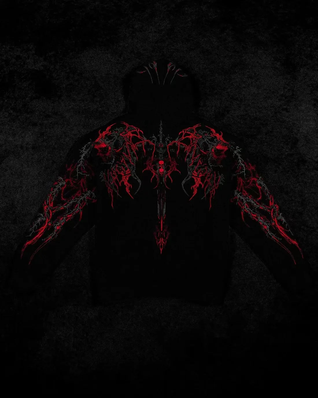 Dark Gothic Dragon Print Hoodie – Streetwear