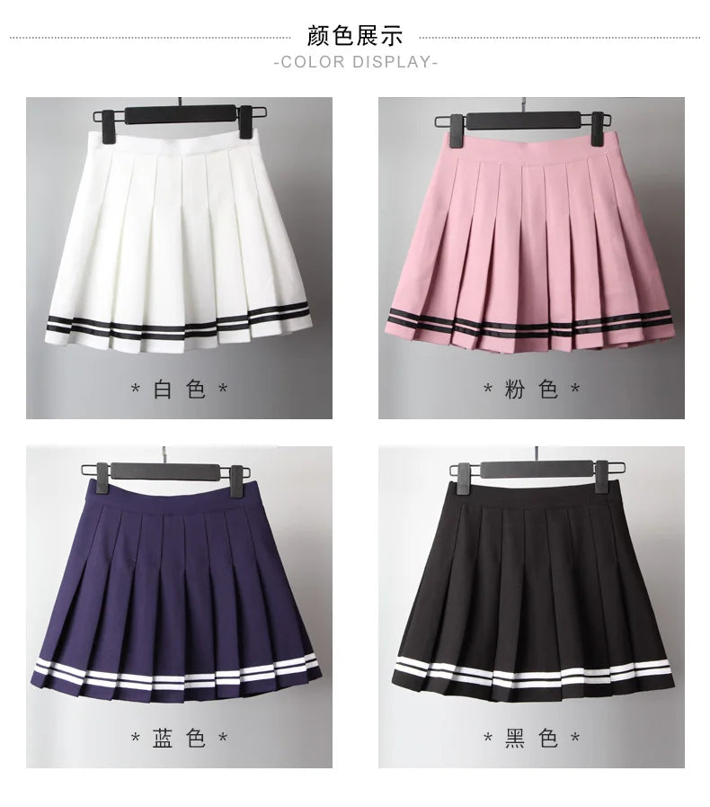 Women's Sailor Stripe Pleated Mini Skirt – Preppy Y2K Streetwear