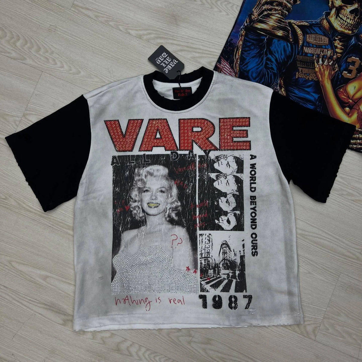 Women's Rhinestone Baggy Graphic Tee – Streetwear Oversized Top