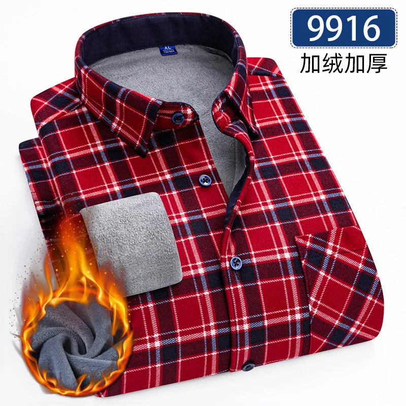 Men's Fleece-Lined Flannel Shirt – Warm Winter Plaid Button-Up