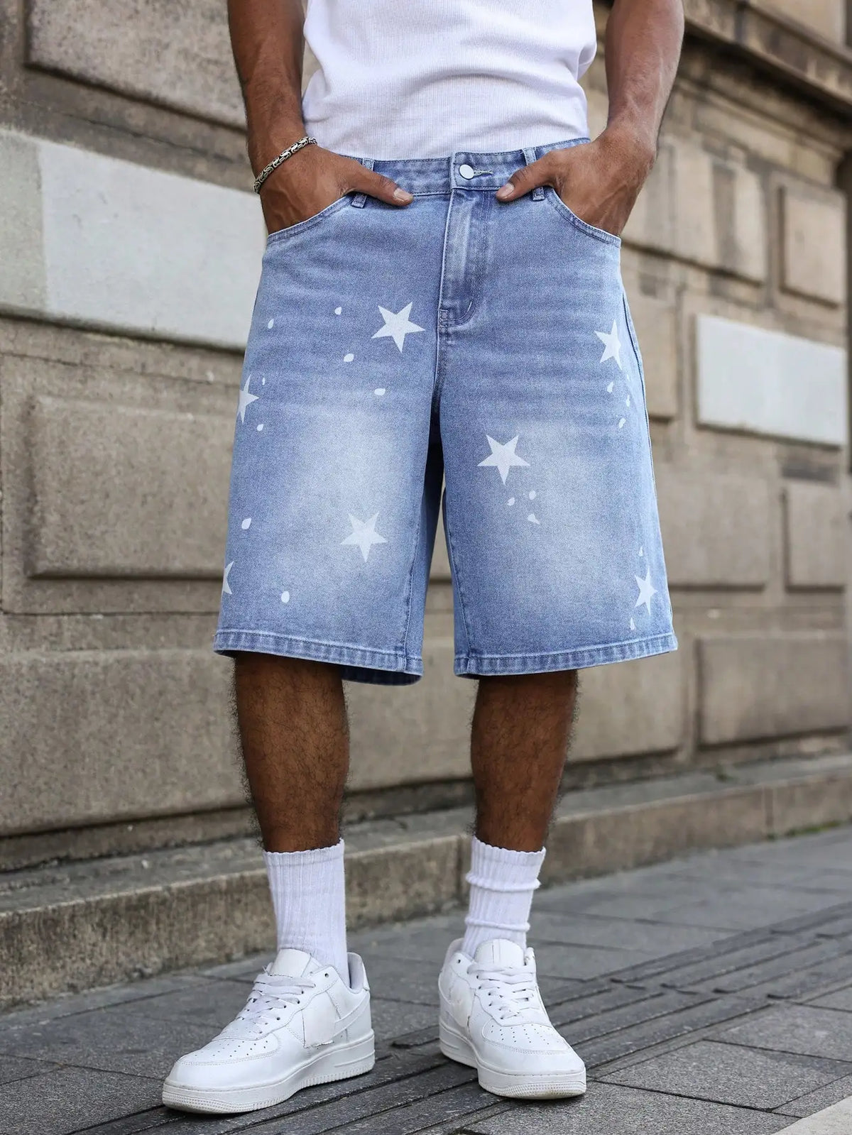 Star Print Baggy Denim Jorts – Streetwear