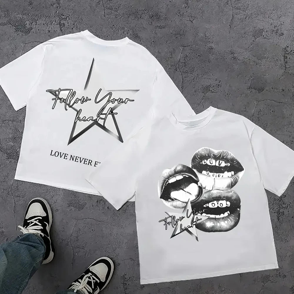 Women's Harajuku Letter Graphic Tee – Y2K Streetwear Oversized Top
