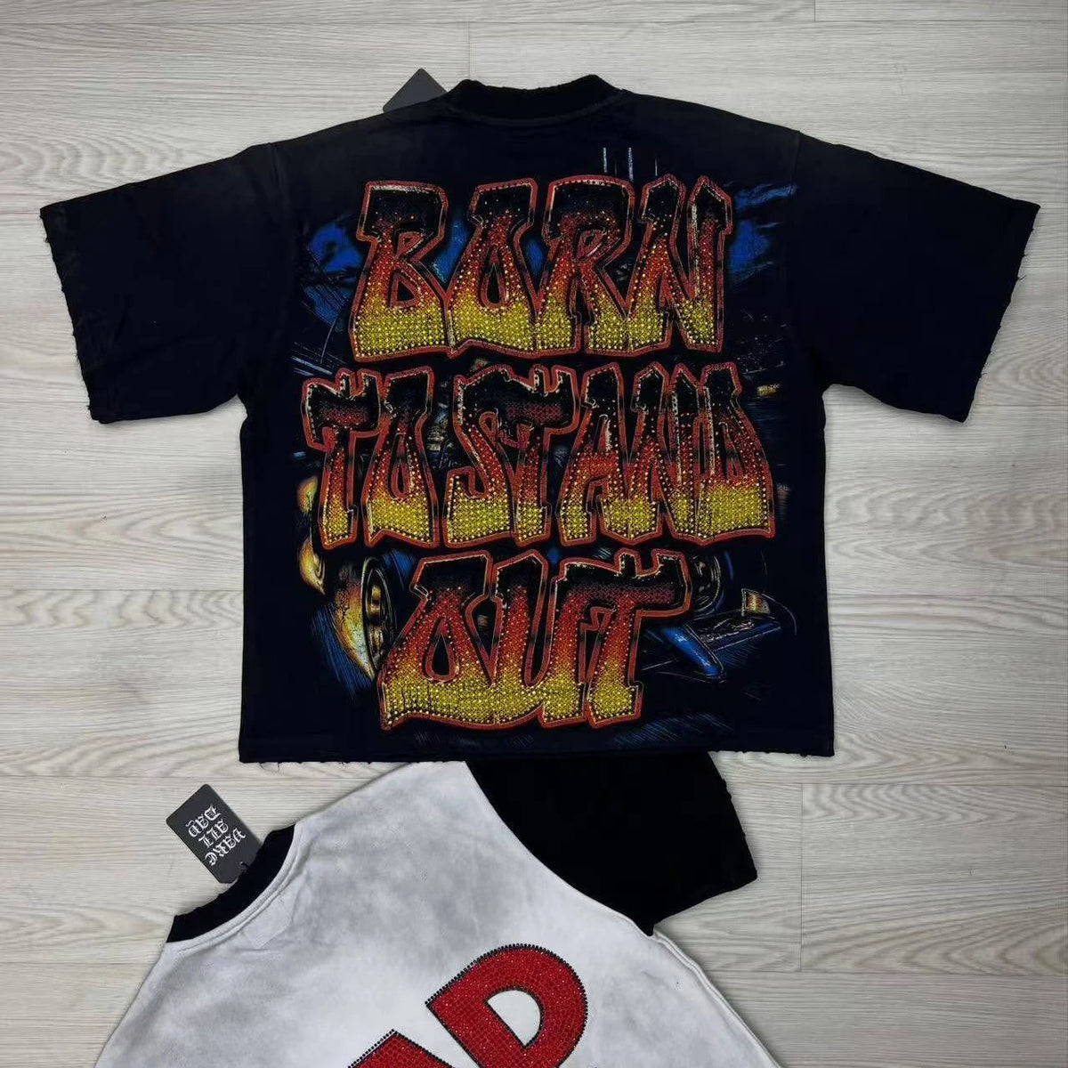 Women's Rhinestone Baggy Graphic Tee – Streetwear Oversized Top