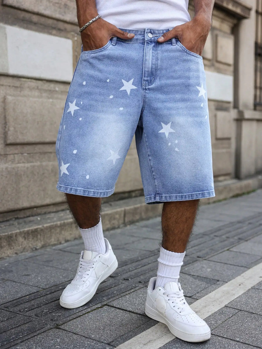Star Print Baggy Denim Jorts – Streetwear