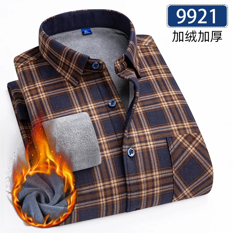 Men's Fleece-Lined Flannel Shirt – Warm Winter Plaid Button-Up