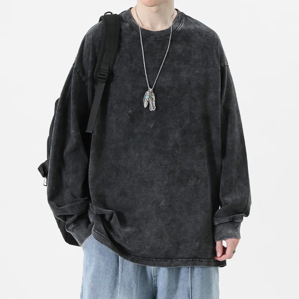 Vintage Wash Oversized Long Sleeve Tee – Streetwear