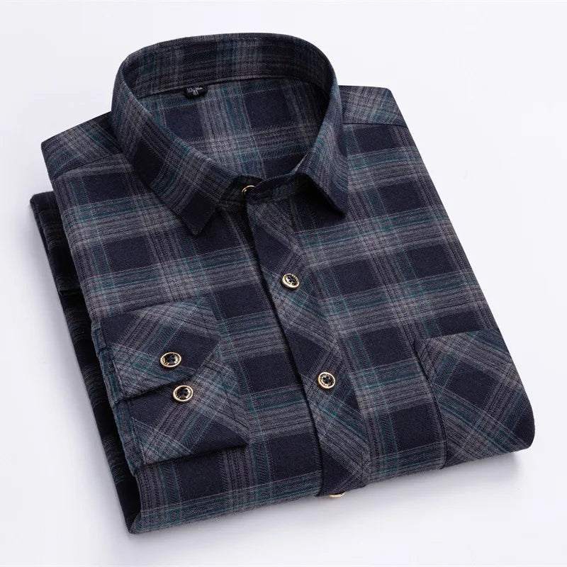 Men's Classic Plaid Shirt – Long Sleeve Checkered Button-Up