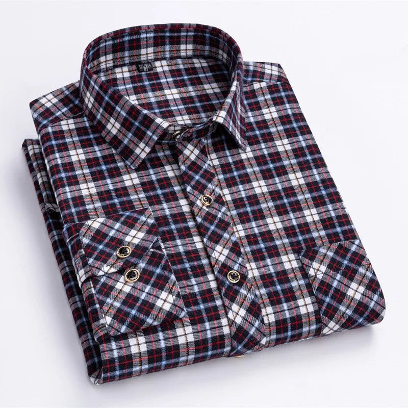 Men's Classic Plaid Shirt – Long Sleeve Checkered Button-Up
