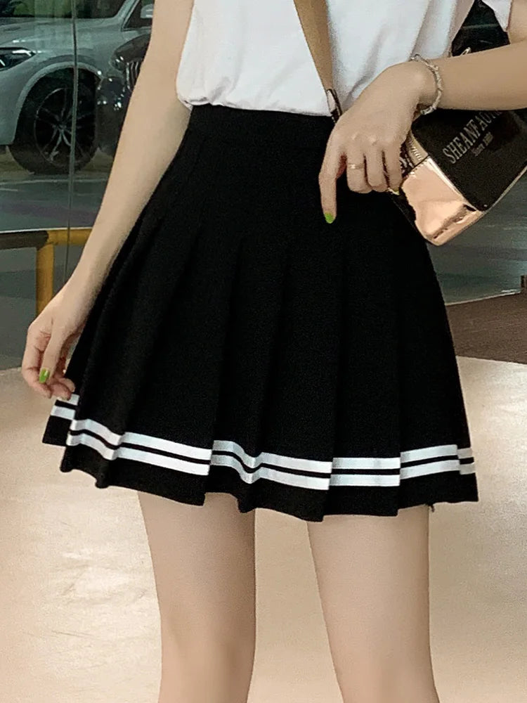 Women's Sailor Stripe Pleated Mini Skirt – Preppy Y2K Streetwear