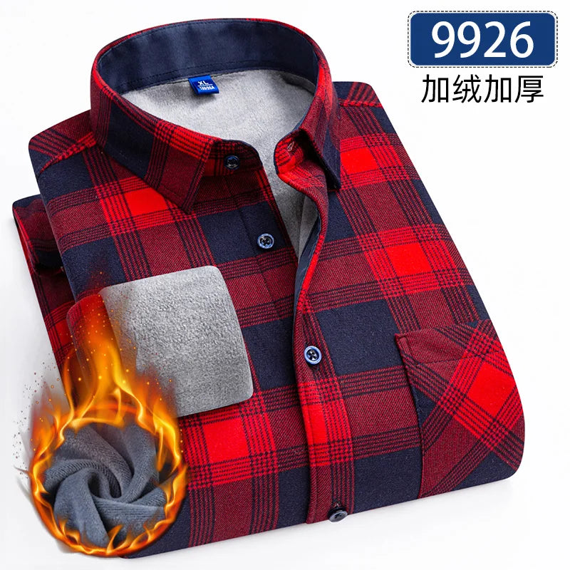 Men's Fleece-Lined Flannel Shirt – Warm Winter Plaid Button-Up