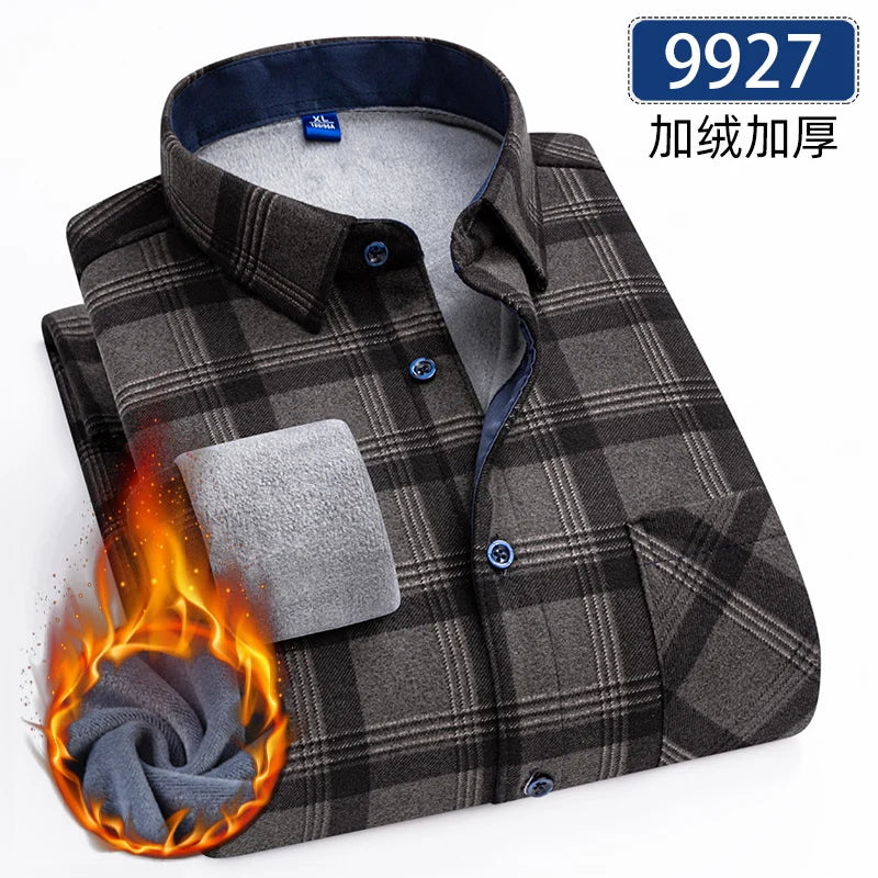 Men's Fleece-Lined Flannel Shirt – Warm Winter Plaid Button-Up