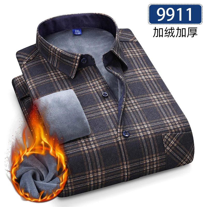 Men's Fleece-Lined Flannel Shirt – Warm Winter Plaid Button-Up