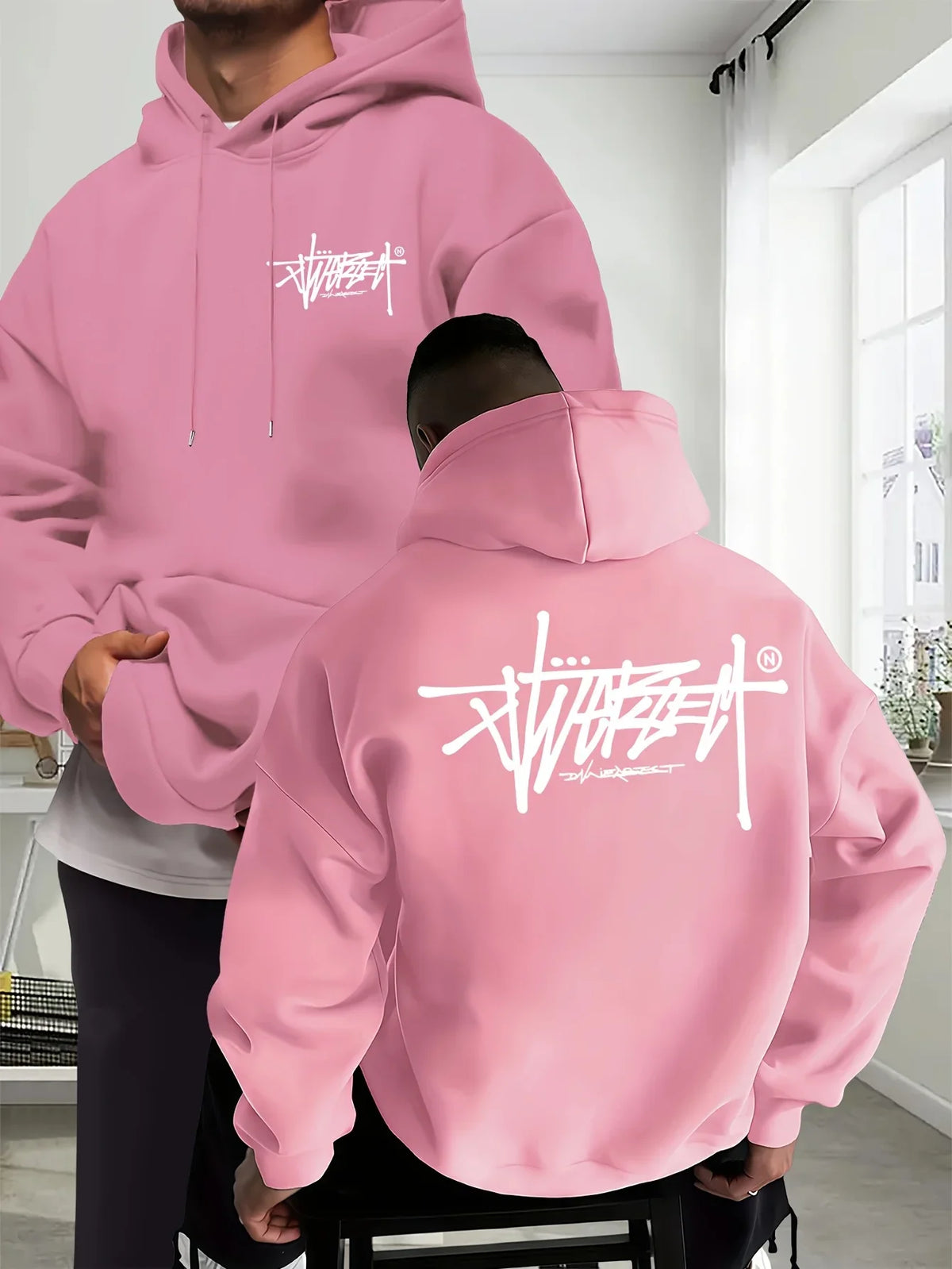 Graffiti Letter Print Oversized Hoodie - Streetwear