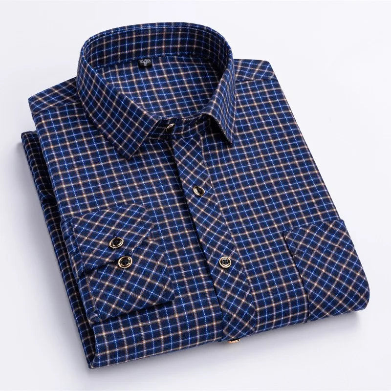 Men's Classic Plaid Shirt – Long Sleeve Checkered Button-Up