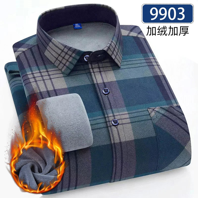 Men's Fleece-Lined Flannel Shirt – Warm Winter Plaid Button-Up