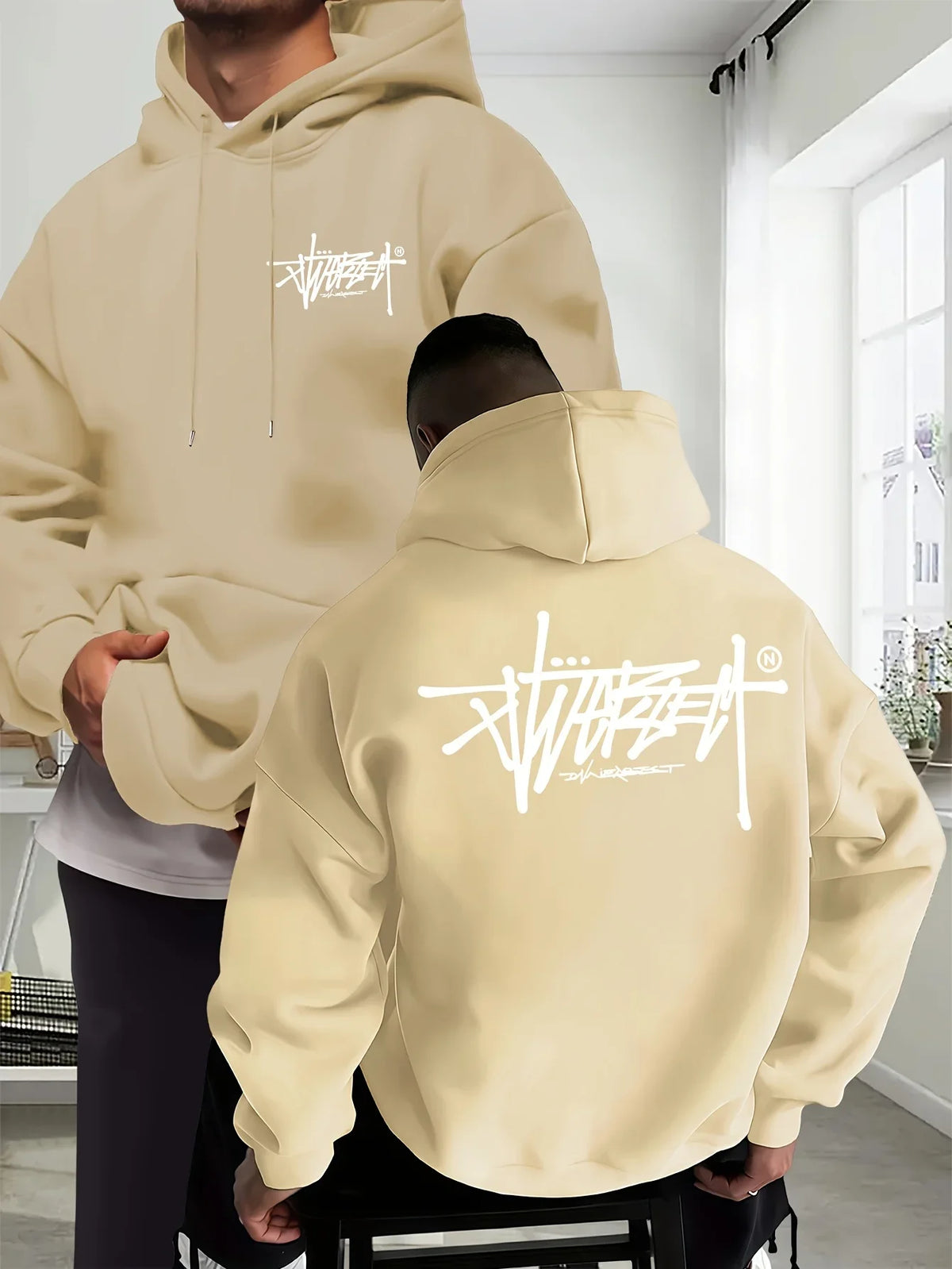 Graffiti Letter Print Oversized Hoodie - Streetwear
