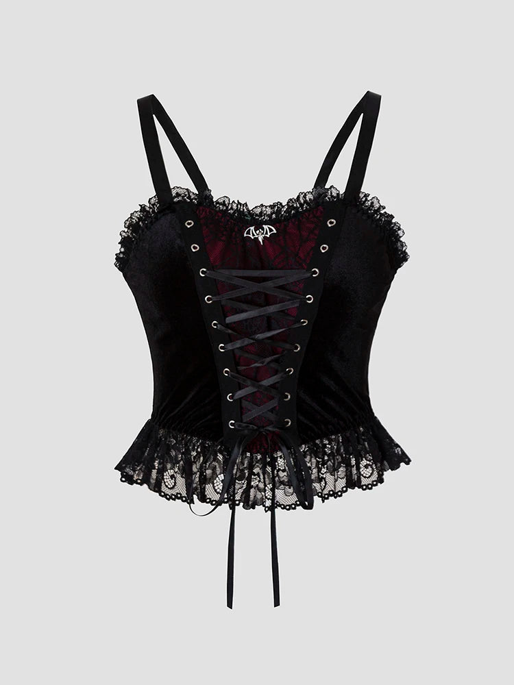 Women's Gothic Lace-Up Backless Corset Top – Y2K Streetwear
