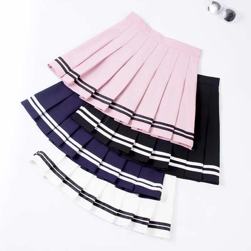 Women's Sailor Stripe Pleated Mini Skirt – Preppy Y2K Streetwear