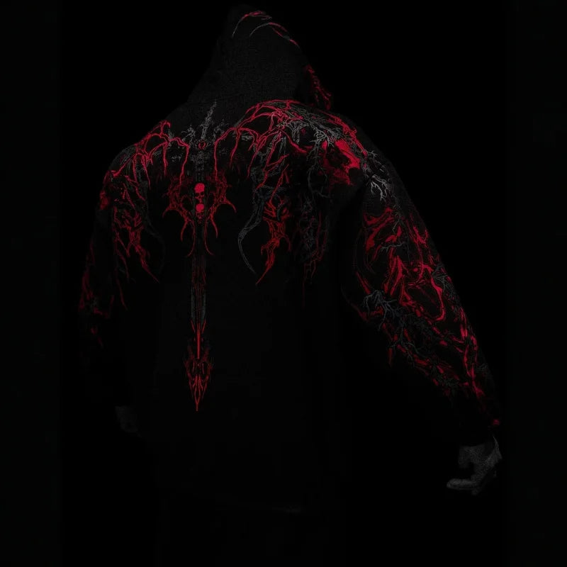 Dark Gothic Dragon Print Hoodie – Streetwear