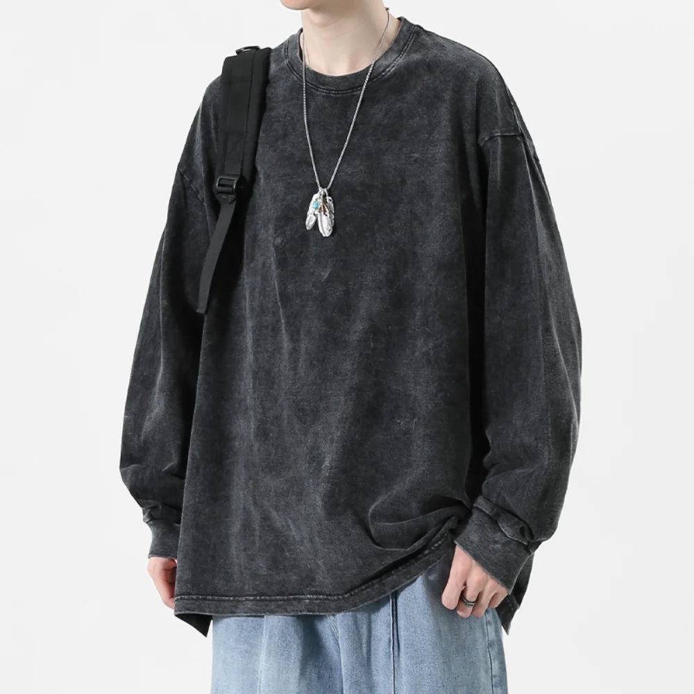 Vintage Wash Oversized Long Sleeve Tee – Streetwear