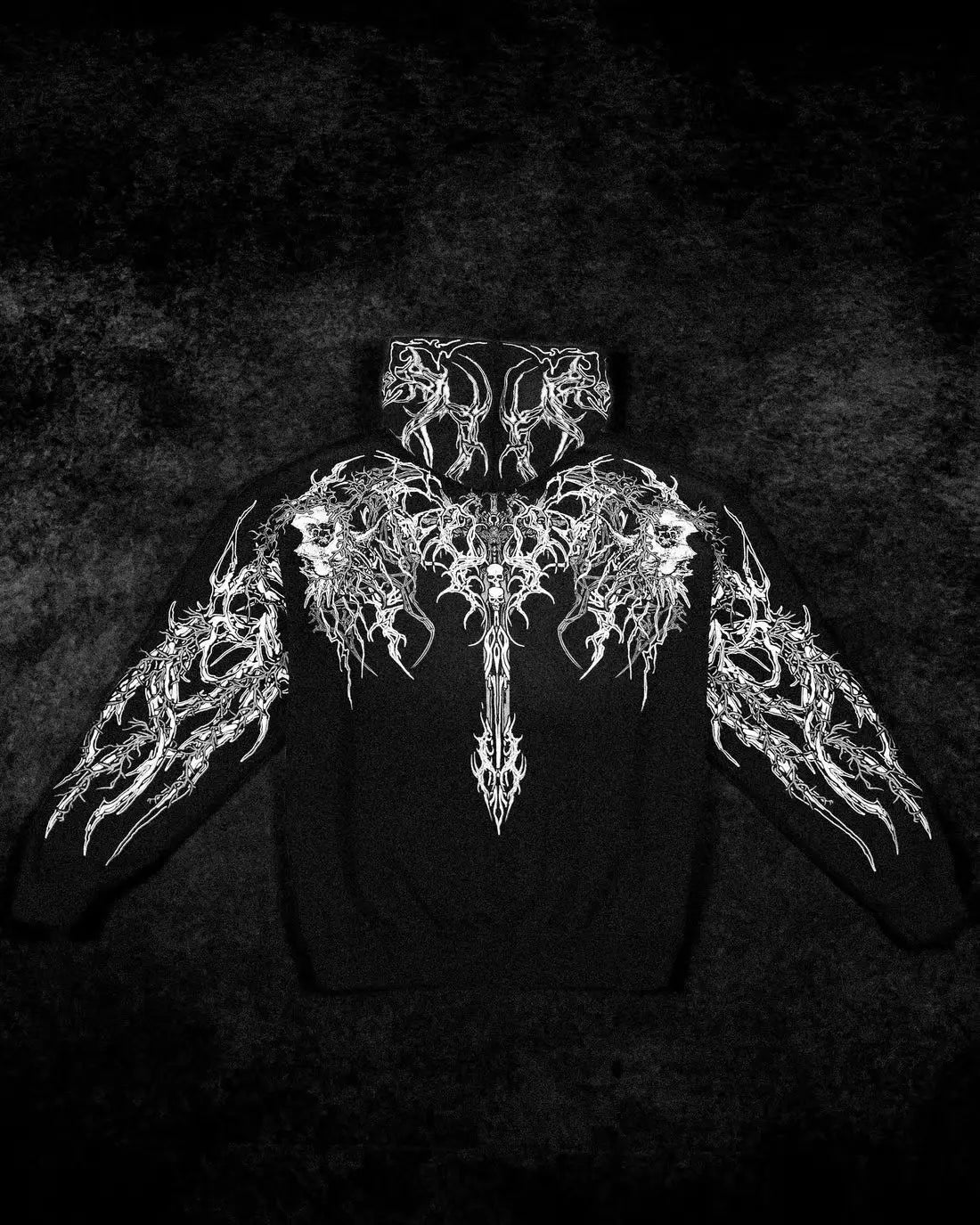 Dark Gothic Dragon Print Hoodie – Streetwear
