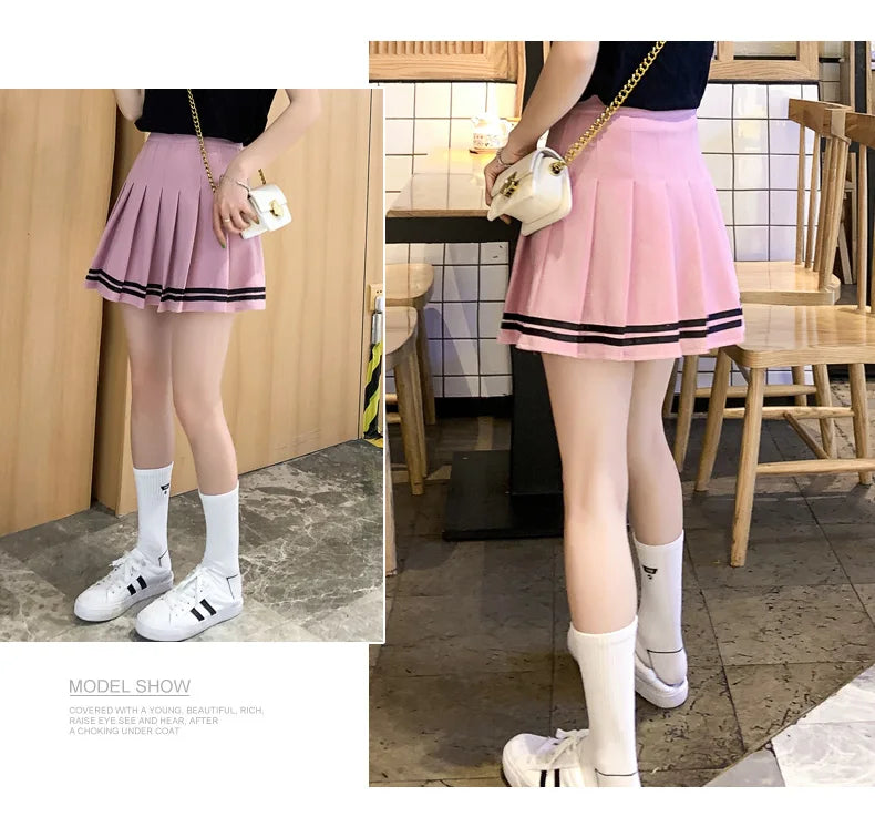 Women's Sailor Stripe Pleated Mini Skirt – Preppy Y2K Streetwear